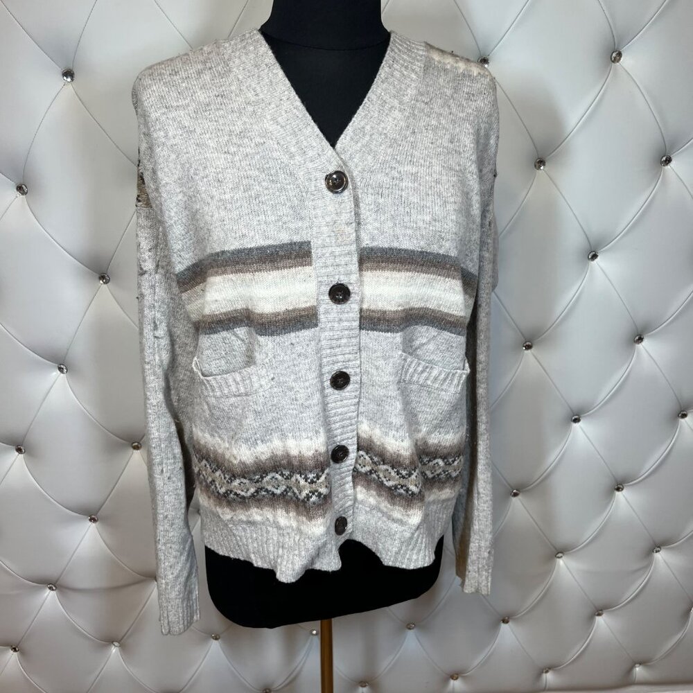 Gap Striped Gray Cardigan Sweater size M